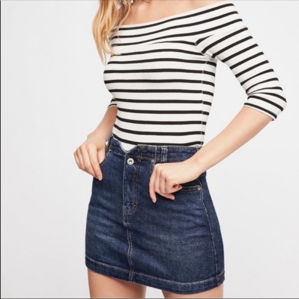 Free People We The Free She’s All That Denim Mini Skirt